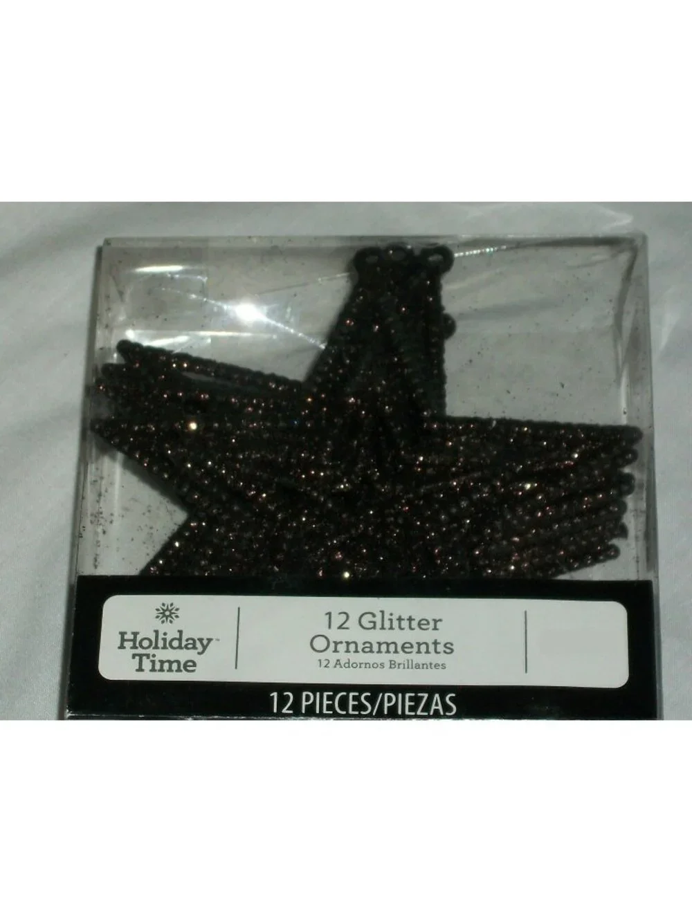 Holiday Time 12-Pack Chocolate Brown Glitter Star Ornaments Christmas Tree